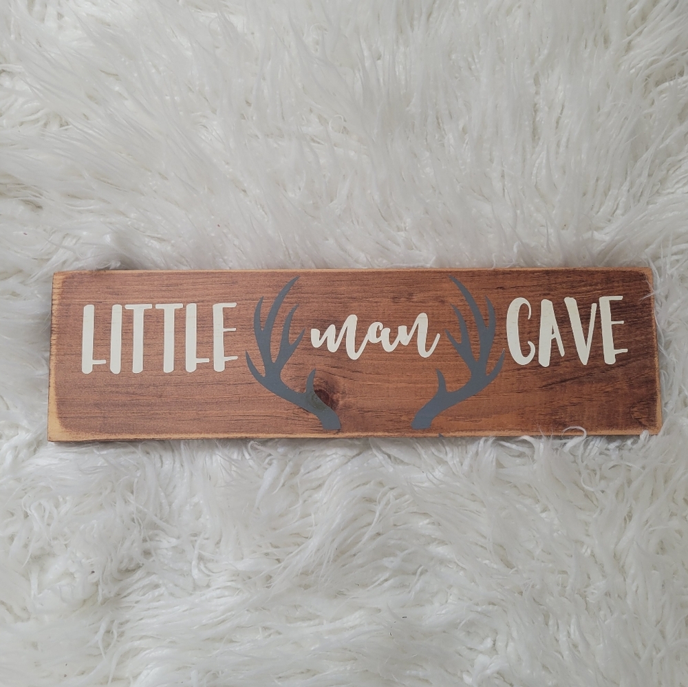 Little Man Cave Poster Wood Sign Wall Decor 5x18 Inch